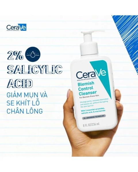 SỮA RỬA MẶT DÀNH CHO DA DẦU MỤN CERAVE BLEMISH CONTROL CLEANSER