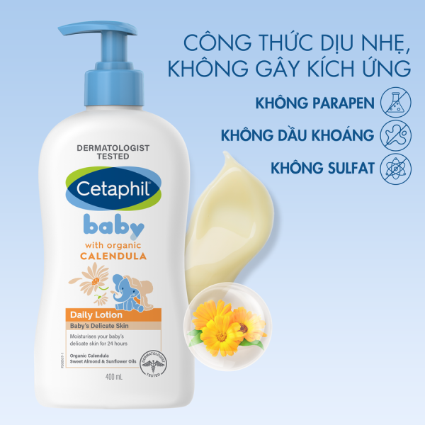 SỮA DƯỠNG ẨM CETAPHIL BABY CHO BÉ TINH CHẤT HOA CÚC CALEDULA LOTION