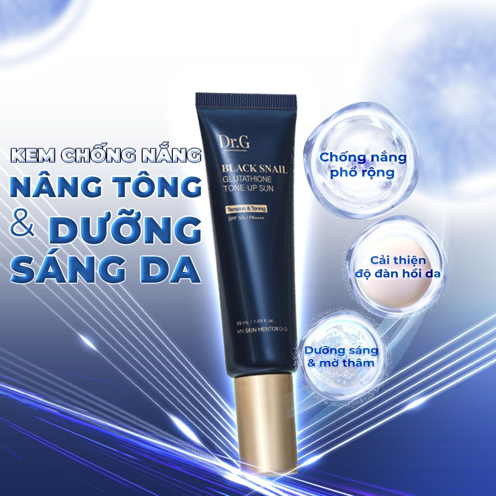 dr g black snail glutathione tone up sun KEM CHỐNG NẮNG DR.G 10ML (HỘP) – DN Cosmetics GHK-Cu 50mg — ≥99.8%