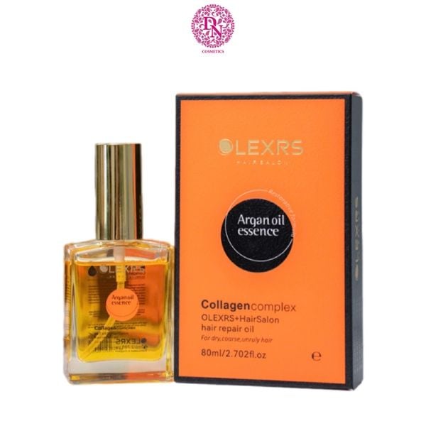 TINH DẦU DƯỠNG TÓC OLEXRS HAIRSALON PURE 100% ARGAN OIL COLLAGEN COMPLEX HAIR REPAIR OIL 80ML