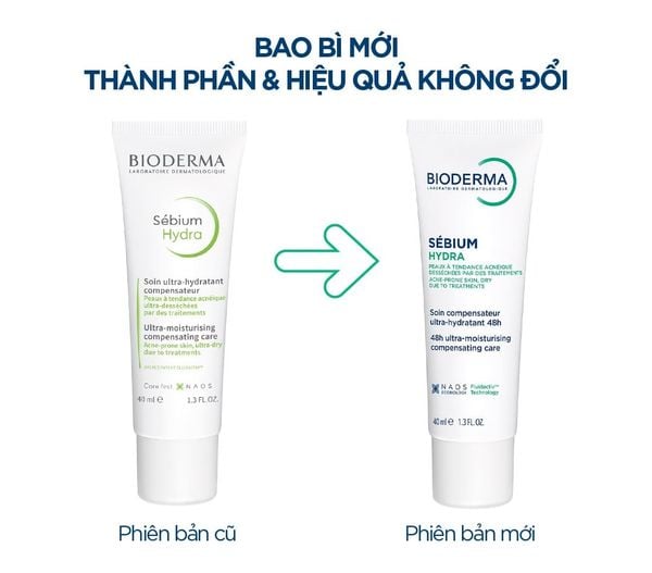 KEM DƯỠNG BIODERMA SEBIUM HYDRA GIẢM KHÔ CĂNG DÀNH CHO DA MỤN 40ML