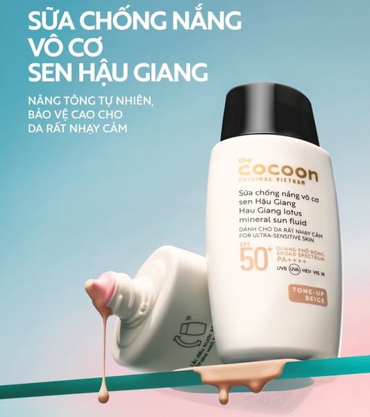 SỮA CHỐNG NẮNG VÔ CƠ COCOON SEN HẬU GIANG 50ML