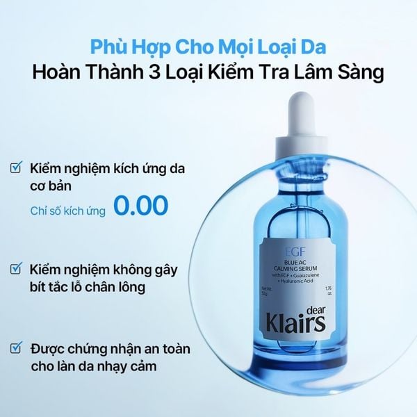 TINH CHẤT PHỤC HỒI DA NHẠY CẢM DEAR KLAIRS EGF BLUE AC CALMING SERUM 50G