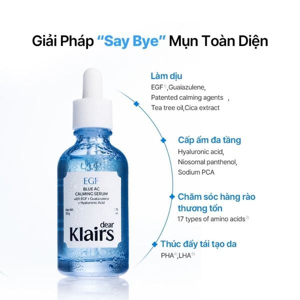 TINH CHẤT PHỤC HỒI DA NHẠY CẢM DEAR KLAIRS EGF BLUE AC CALMING SERUM 50G
