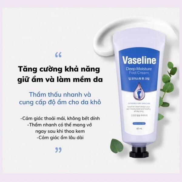KEM DƯỠNG DA CHÂN VASELINE DEEP MOISTURE FOOT CREAM 60ML