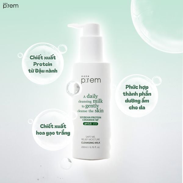 SỮA TẨY TRANG MAKE P:REM SAFE ME RELIEF MOISTURE CLEANSING MILK 200ML