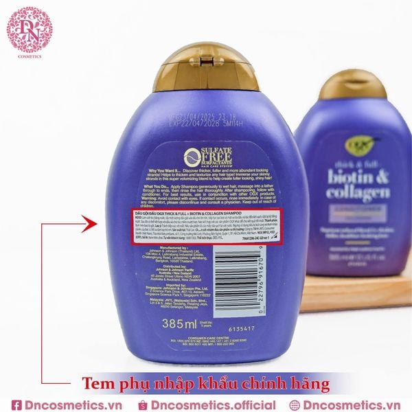 DẦU GỘI XẢ BIOTIN & COLLAGEN OGX 385ML MÀU TÍM