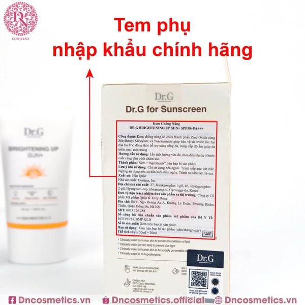 BỘ KEM CHỐNG NẮNG DR.G SUN SPF 50 PA+++ - BRIGHTENING UP - MÀU CAM