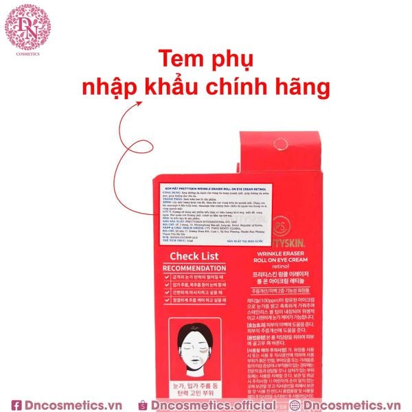 KEM MẮT PRETTY SKIN WRINKLE ERASER ROLL ON EYE CREAM RETINOL 30ML