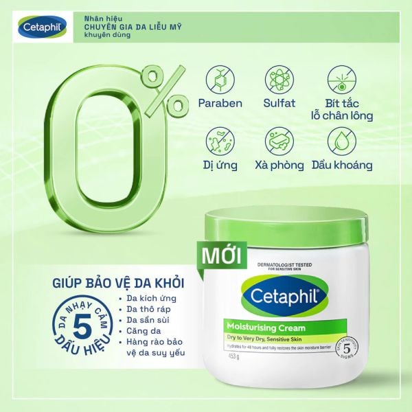 KEM DƯỠNG ẨM CETAPHIL MOITURISING CREAM DÀNH CHO DA KHÔ NHẠY CẢM