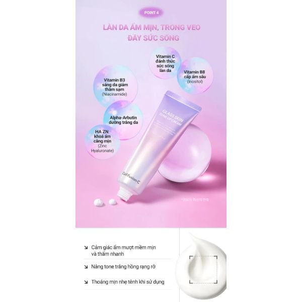 KEM DƯỠNG NÂNG TONE CELL FUSION C GLASS SKIN TONE UP CREAM 50ML