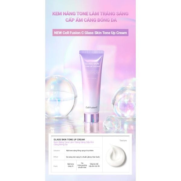 KEM DƯỠNG NÂNG TONE CELL FUSION C GLASS SKIN TONE UP CREAM 50ML