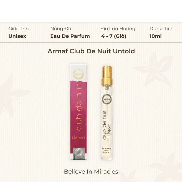 NƯỚC HOA ARMAF CLUB DE NUIT 10ML UNBOX