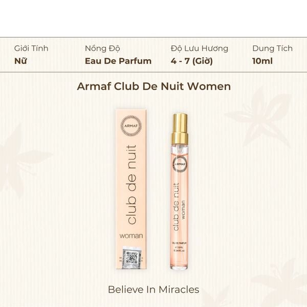 NƯỚC HOA ARMAF CLUB DE NUIT 10ML UNBOX
