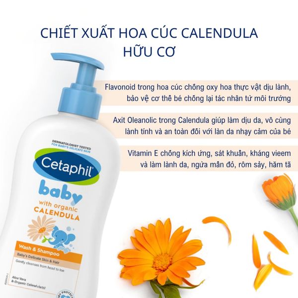 SỮA DƯỠNG ẨM CETAPHIL BABY CHO BÉ TINH CHẤT HOA CÚC CALEDULA LOTION