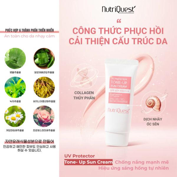 KEM CHỐNG NẮNG NUTRIQUEST ĐA NĂNG NÂNG TONE VÀ DƯỠNG SÁNG 60ML