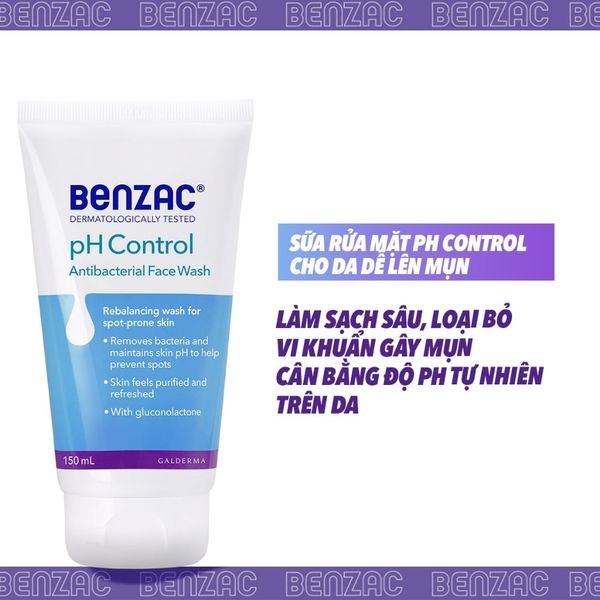 SỮA RỬA MẶT BENZAC PH CONTROL ANTIBACTERIAL FACE WASH DÀNH CHO DA MỤN 150ML