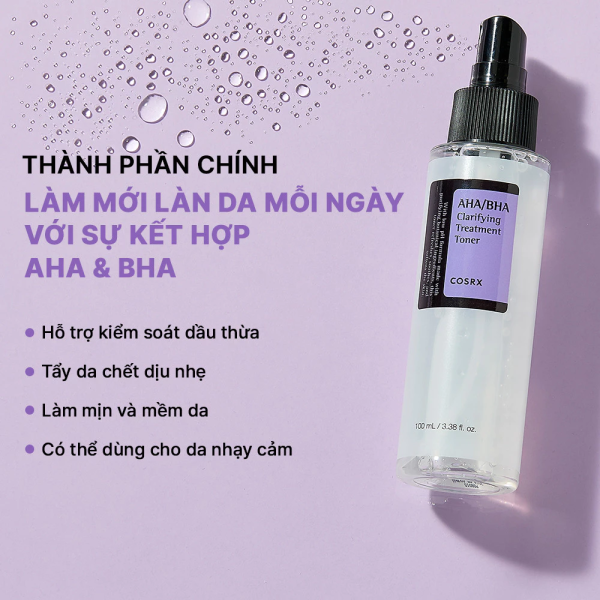 NƯỚC HOA HỒNG COSRX AHA/BHA CLARIFYING TREATMENT TONER 100ML