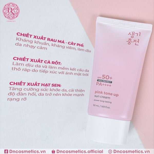 KEM CHỐNG NẮNG NÂNG TONE PRETTY SKIN PINK TONE UP SUN CREAM 50ML