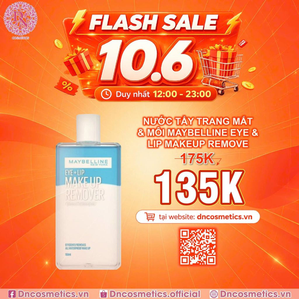 NƯỚC TẨY TRANG MẮT & MÔI MAYBELLINE EYE & LIP MAKEUP REMOVE 150ML