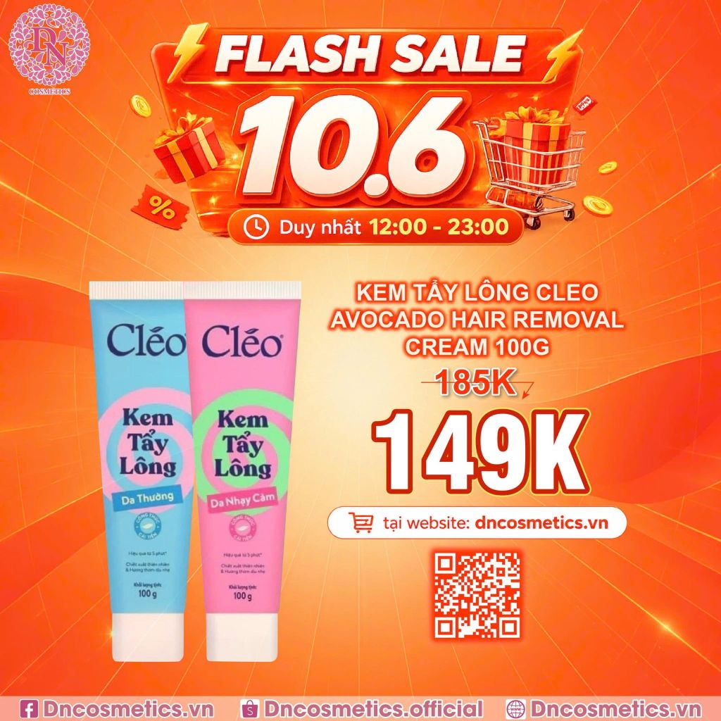 SET KEM TẨY LÔNG CLEO AVOCADO HAIR REMOVAL CREAM 100G