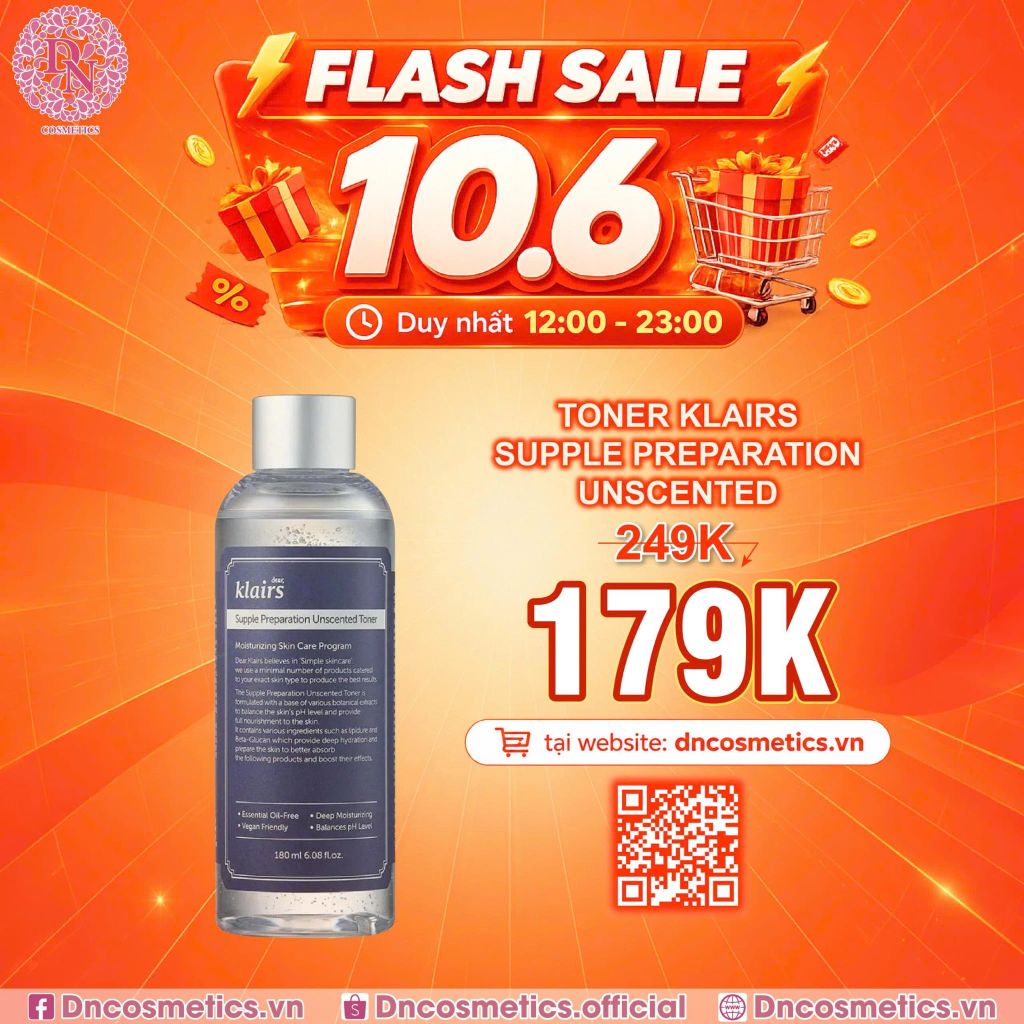 NƯỚC HOA HỒNG KLAIRS SUPPLE PREPARATION TONER 180ML