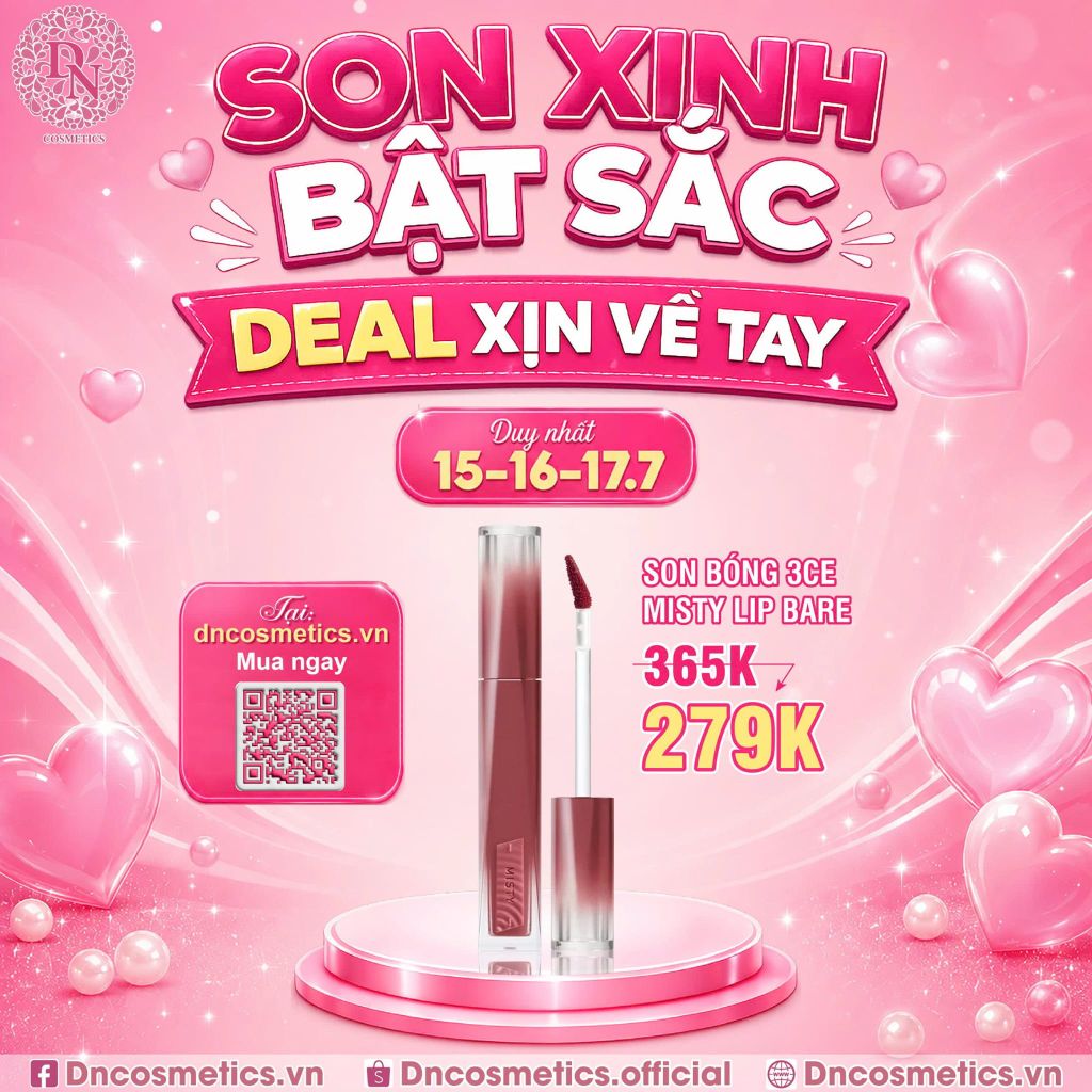 SON BÓNG 3CE MISTY LIP BARE 4.6G
