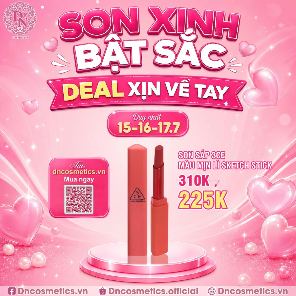 SON SÁP 3CE MÀU MỊN LÌ SKETCH STICK