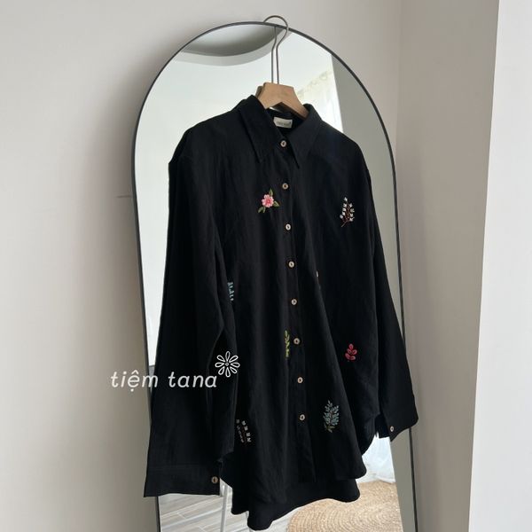  Áo somi thêu - Đen 