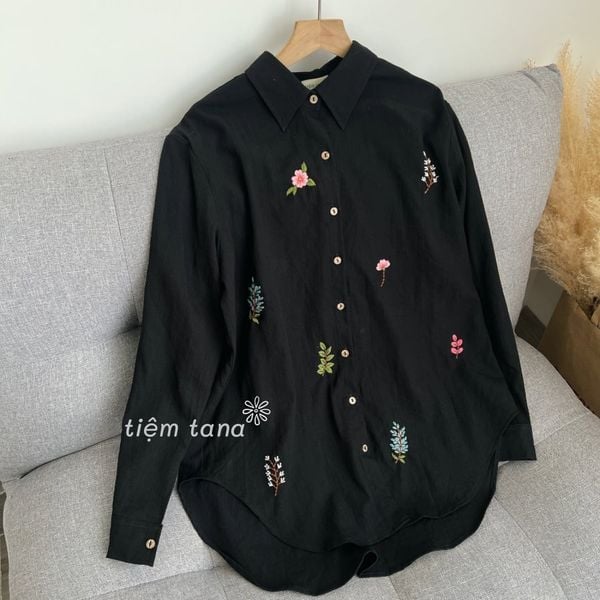  Áo somi thêu - Đen 