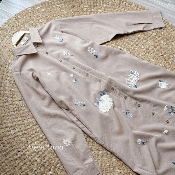  Đầm somi tay dài - Be nâu 