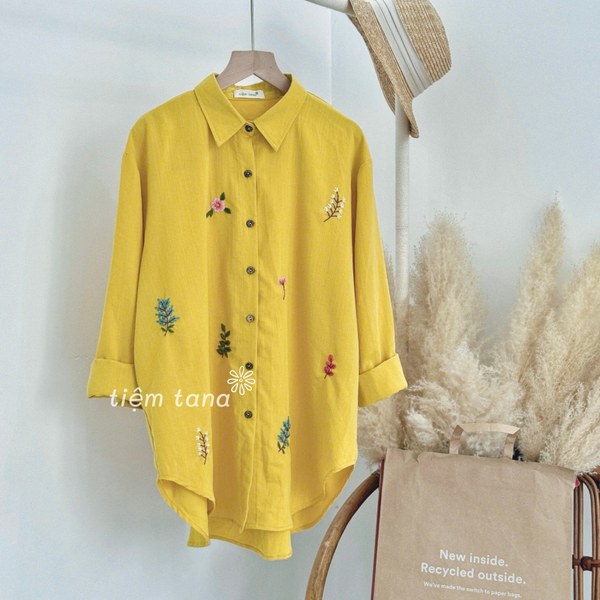  Áo somi thêu - Vàng 