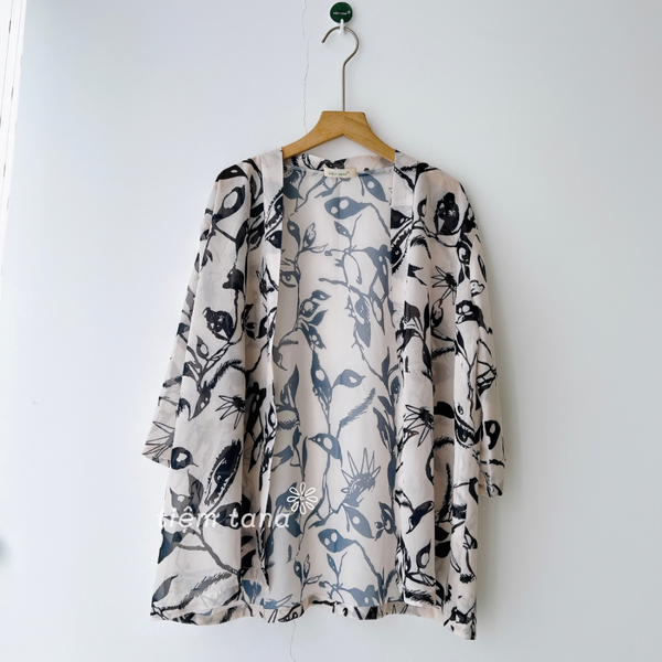  Áo Kimono - Hoa đen 