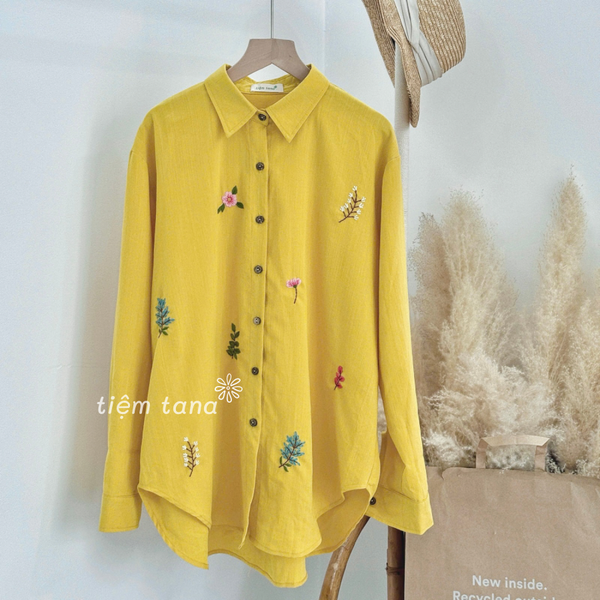  Áo somi thêu - Vàng 