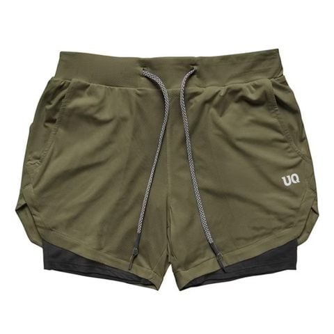  Quần Shorts Thể Thao 2 lớp - Rêu | Ghi Sáng 