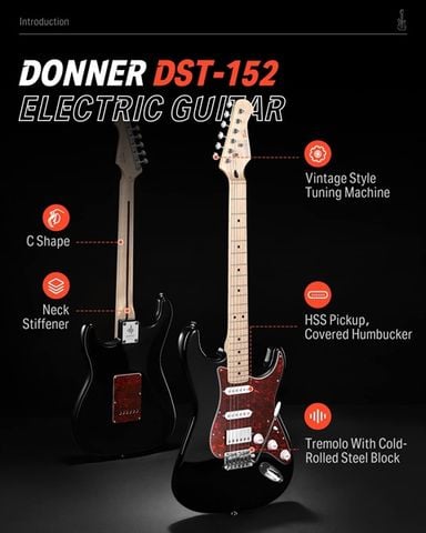  Guitar điện Donner DST-152 Black 