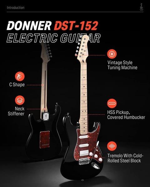  Guitar điện Donner DST-152 Black 