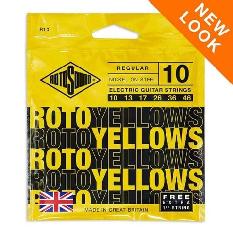  Rotosound R10 Roto Yellows Nickel On Steel Electric Guitar Strings - .010-.046 Regular 