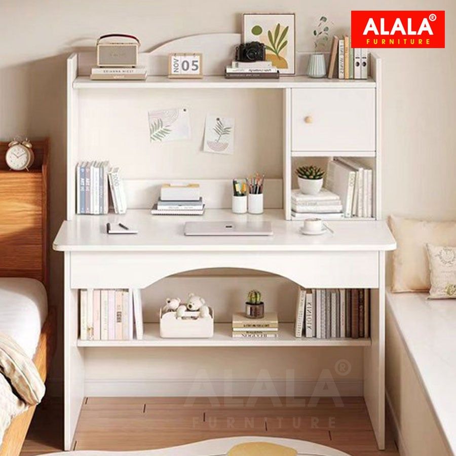 Bàn làm việc ALALA448 hiện đại tích hợp kệ sách và tủ lưu trữ thông minh
