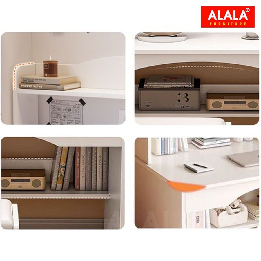 Bàn làm việc ALALA448 hiện đại tích hợp kệ sách và tủ lưu trữ thông minh