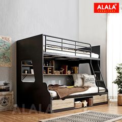Giường Tầng Cao Cấp ALALA185 – Tích Hợp Kệ Sách Và Hộc Tủ Tiện Ích