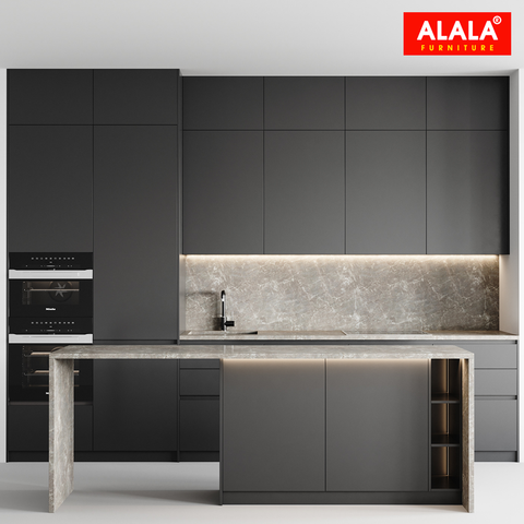 Tủ bếp đảo hiện đại phối Acrylic và Laminate | ALALA509