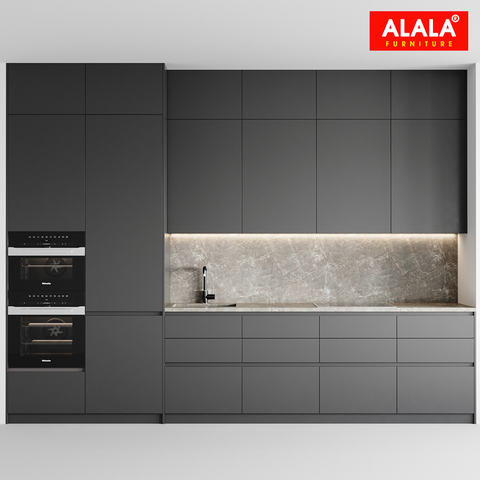 Tủ bếp đảo hiện đại phối Acrylic và Laminate | ALALA509