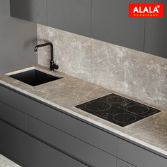 Tủ bếp đảo hiện đại phối Acrylic và Laminate | ALALA509