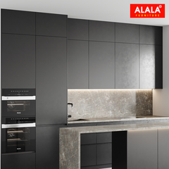 Tủ bếp đảo hiện đại phối Acrylic và Laminate | ALALA509