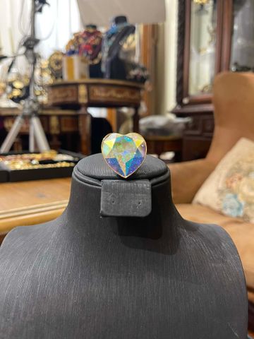 TSH - Nhẫn  pha lê tim bự khung vàng