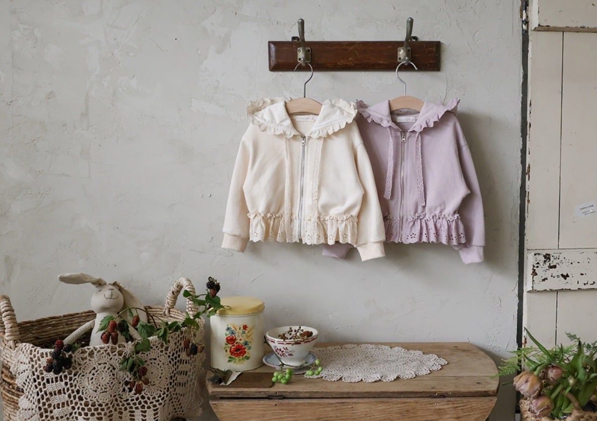FL - AUT0426  Áo khoác nỉ Oatmeal Hoodie gấu ren