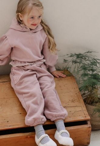 FL - Quần nỉ Kona bo gấu phối ren hoa