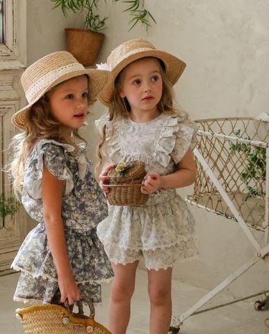 FL - SUM0226 - Áo Cyan blouse hoa nhí cánh tiên