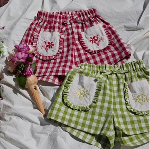 NN - SUM0226 Quần short Flower coop gingham túi hoa